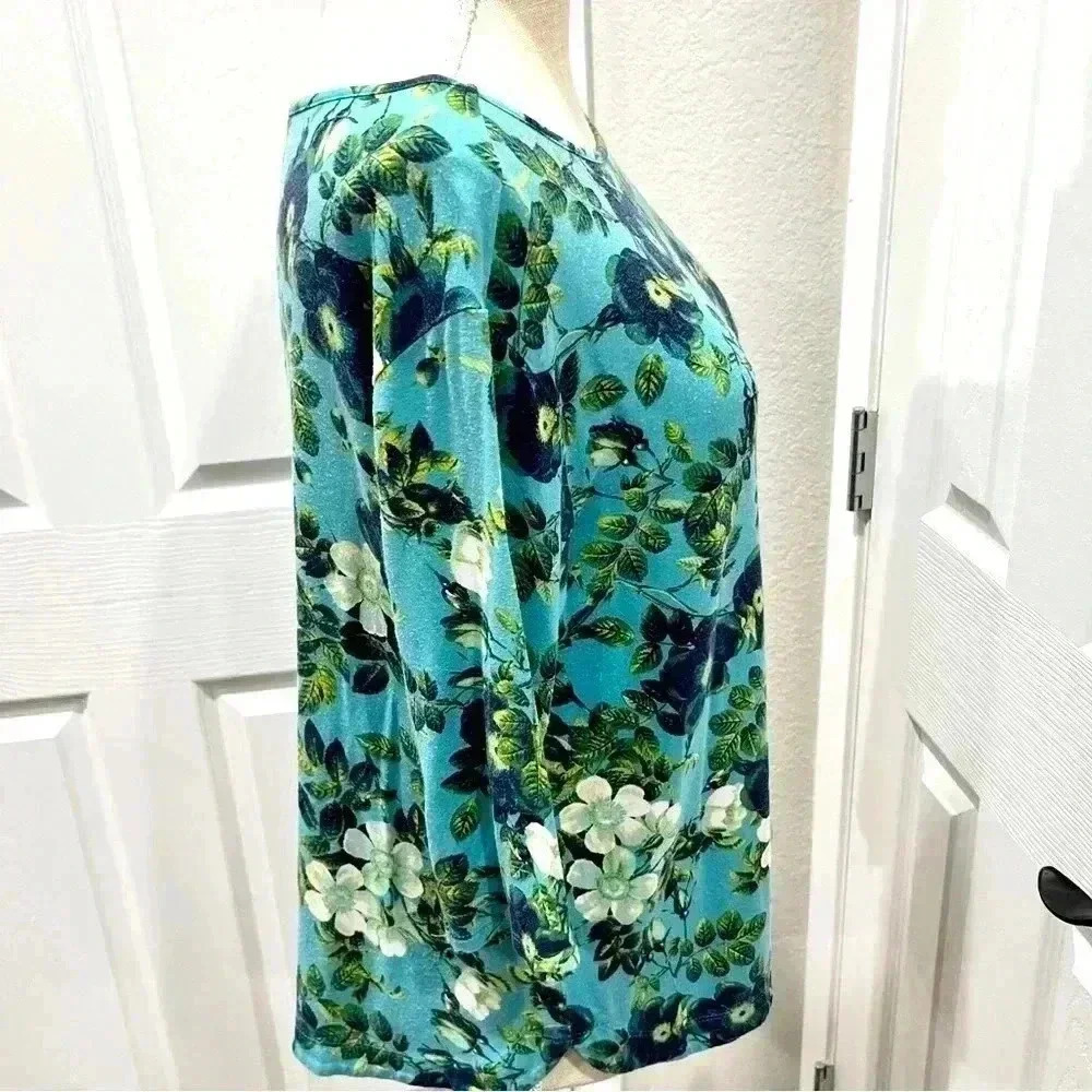 J.Jill wearever collection petite floral 3/4 sleeve shirt - Picture 3 of 7